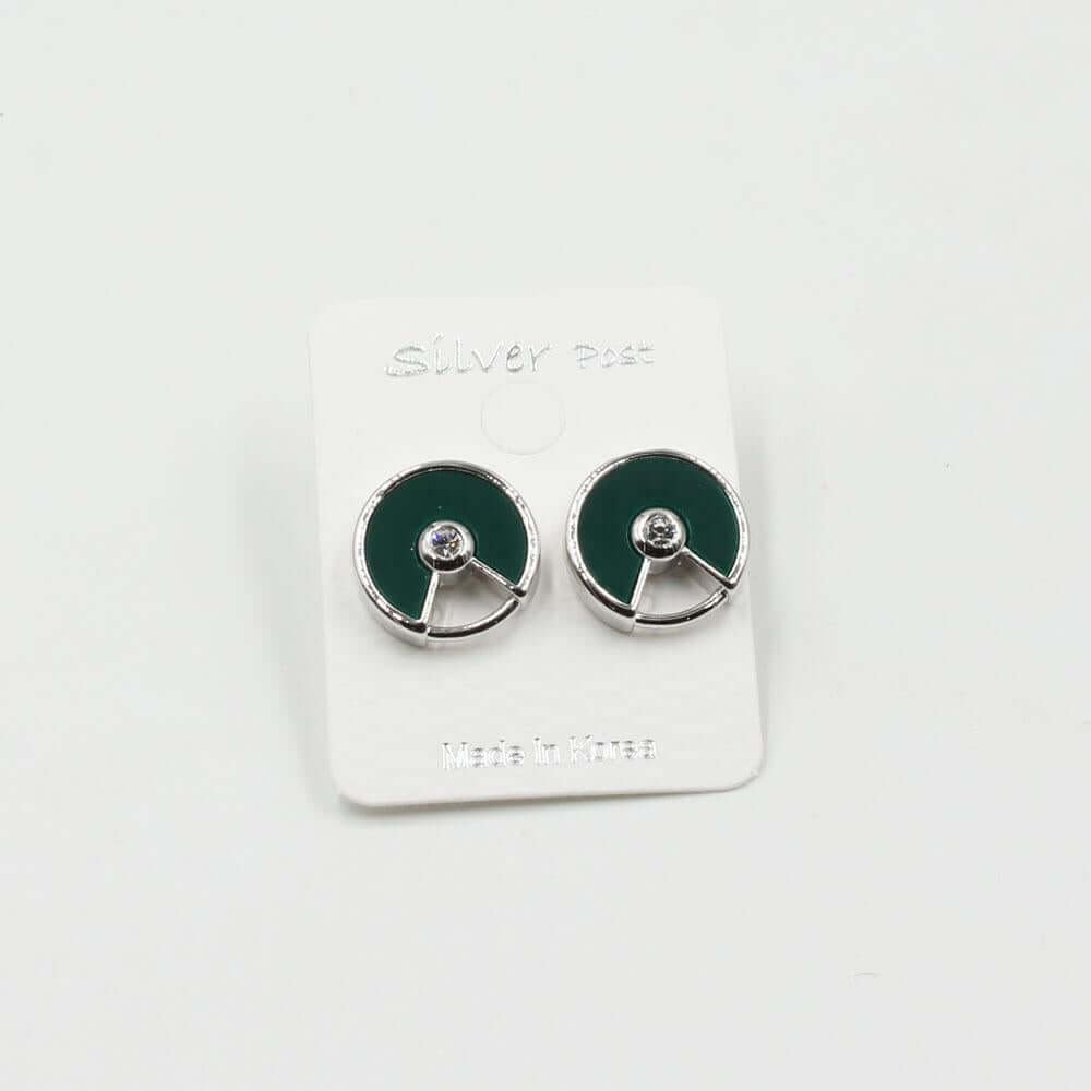 حلق كارتير ملون كوري حلق CARTIER اخضر فضي