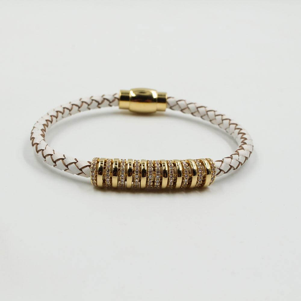 اسواره كوريه جلديه ملونه زركون اسواره متوفر 6 لون ابيض