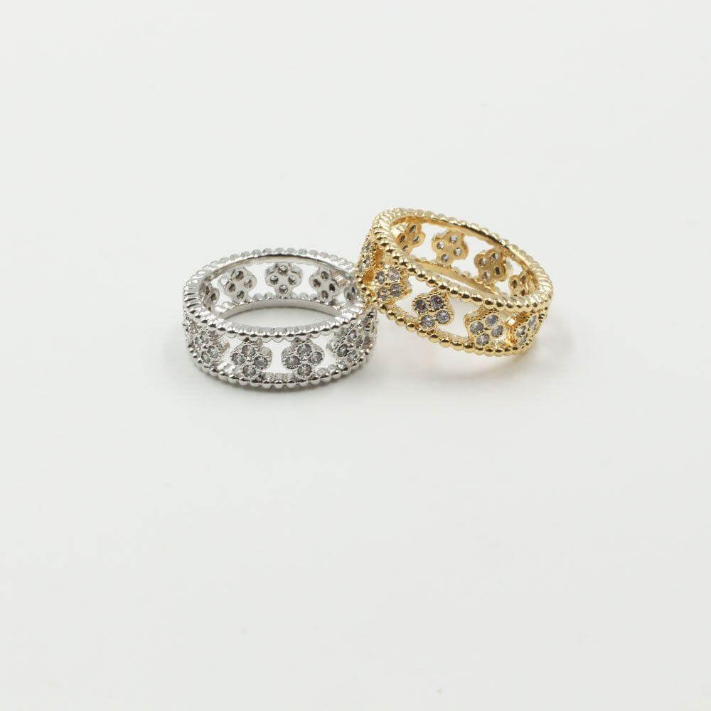 دبله وردة الفان كليف زركون خواتم متوفر 2 لون