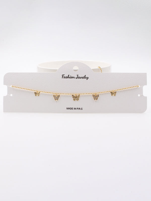 تشوكر فراشات ميتال زركون سلسال Jewel ذهبي