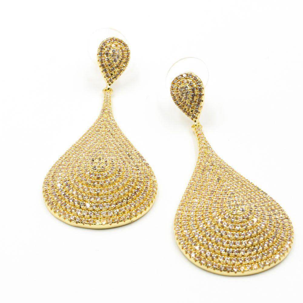 حلق زركون بيق تير دمعه حلق متوفر 2 لون ذهبي