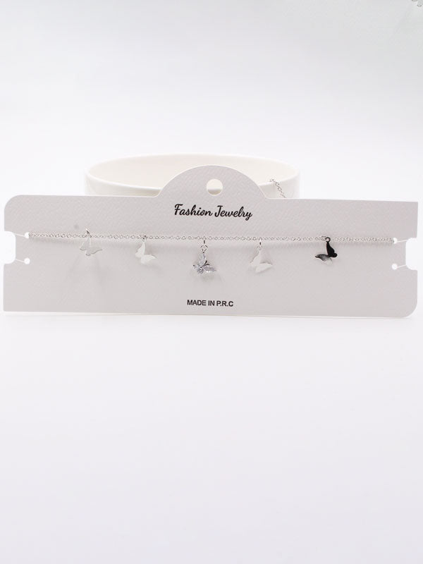 تشوكر فراشة ميتال زركون سلسال Jewel فضي