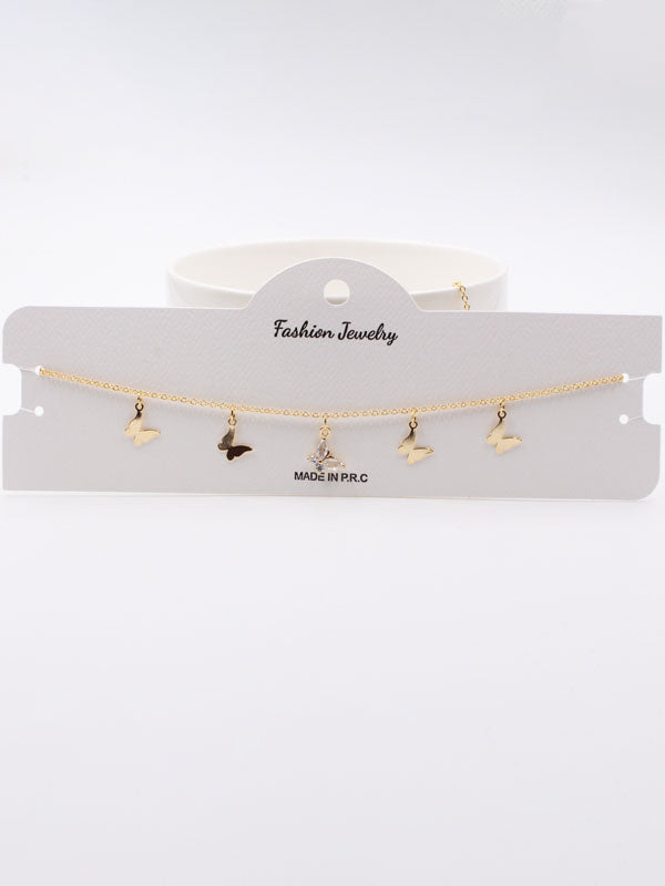 تشوكر فراشة ميتال زركون سلسال Jewel ذهبي