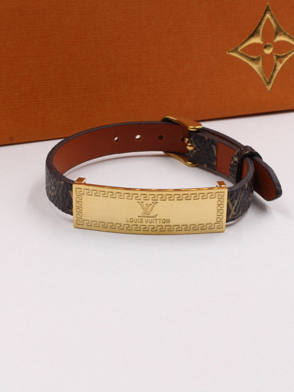 اساور لويس فيتون جلد براون ميتال لوقو اسواره louis vuitton ذهبي