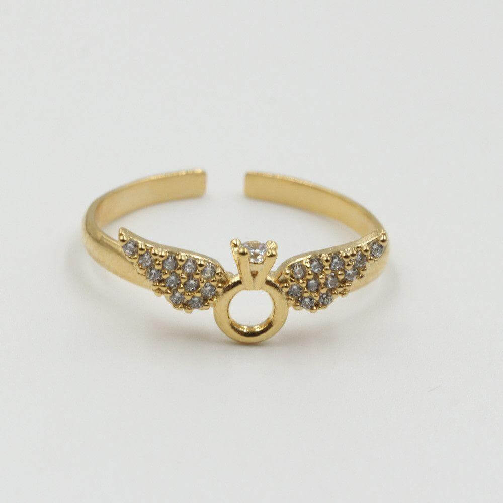 خاتم تيفاني جناح زركون صغير خواتم متوفر 3 لون ذهبي