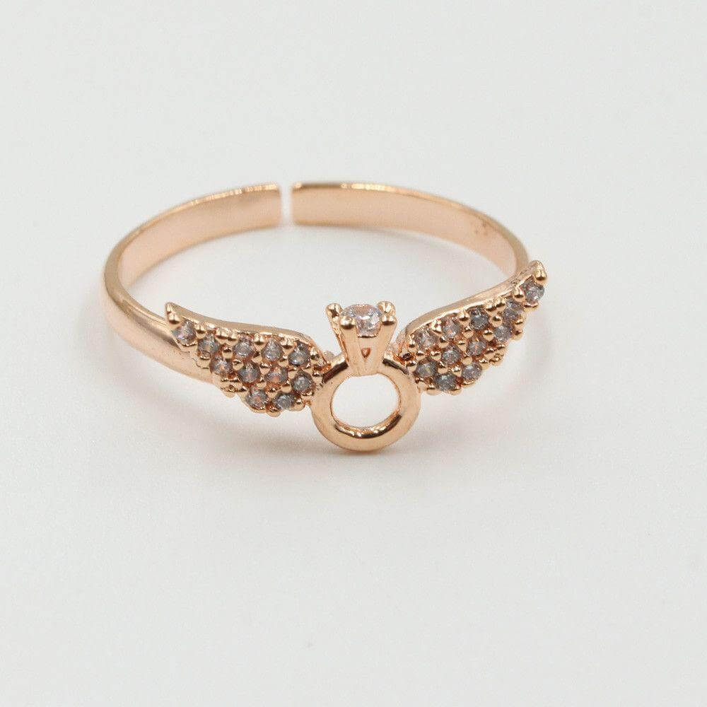 خاتم تيفاني جناح زركون صغير خواتم متوفر 3 لون نحاسي