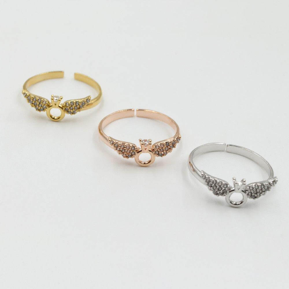 خاتم تيفاني جناح زركون صغير خواتم متوفر 3 لون