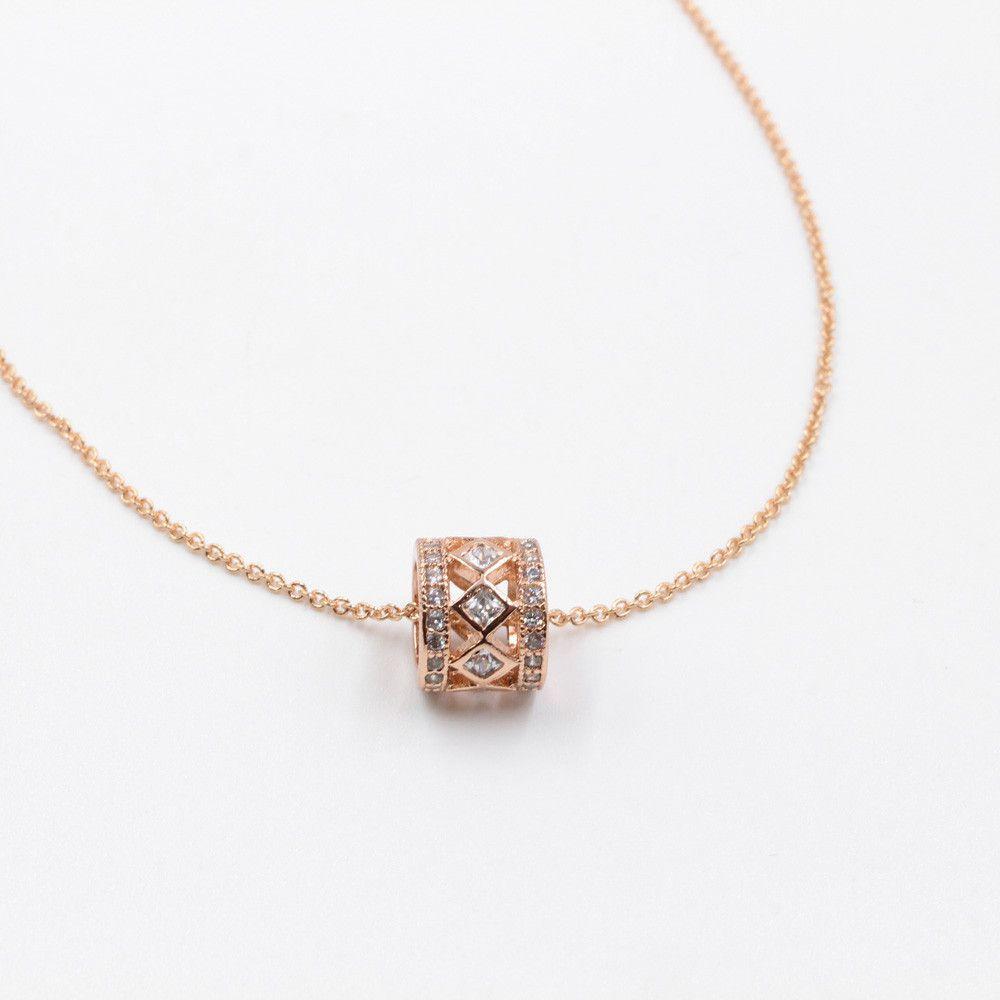 سلسال اسطواني الشكل زركون سلسال متوفر 2 لون نحاسي