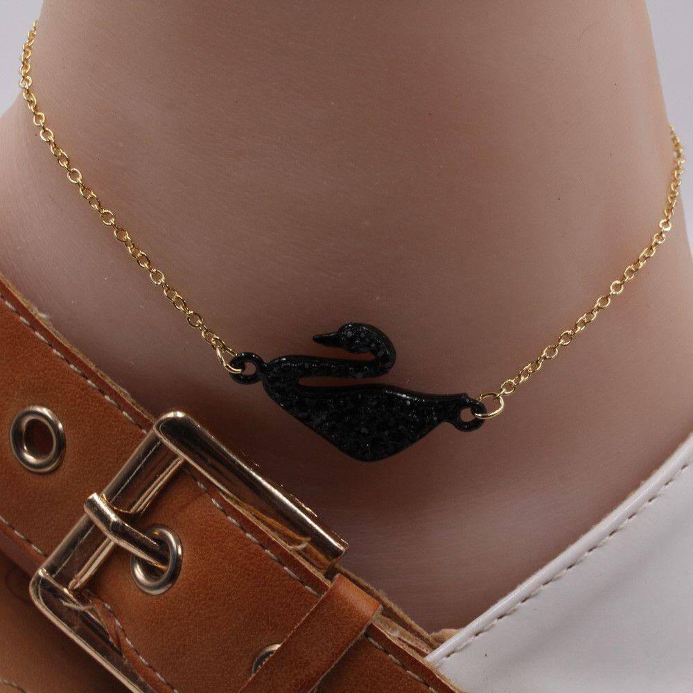 خلخال وزه سوارفسكي كريستال خلاخل متوفر 5 لون اسود ذهبي