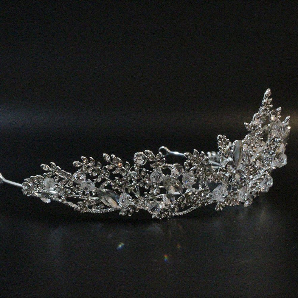 اكسسوار شعر تاج كرستال اكسسوارات شعر متوفر 2 لون فضي