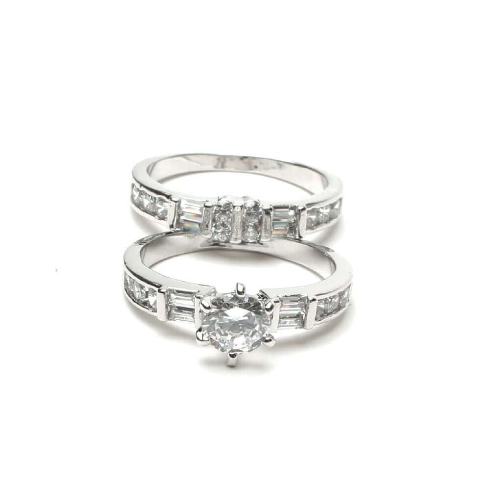 خاتمين توينز زركون كيوبك خواتم متوفر 2 لون فضي 6.5