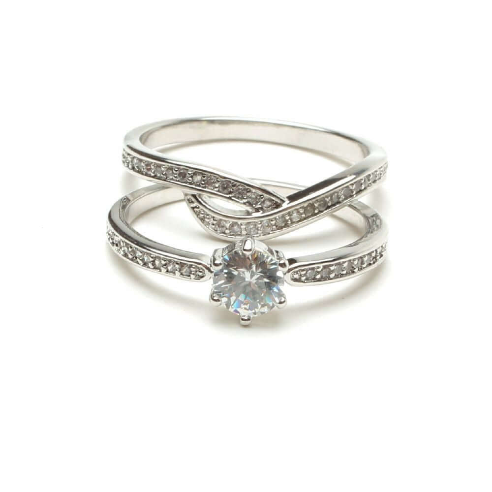 خواتم توينز زركون خواتم متوفر 2 لون فضي 6.5