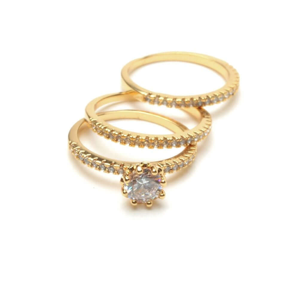 خواتم توينز زركون سوليتير ستون خواتم متوفر 2 لون ذهبي 6