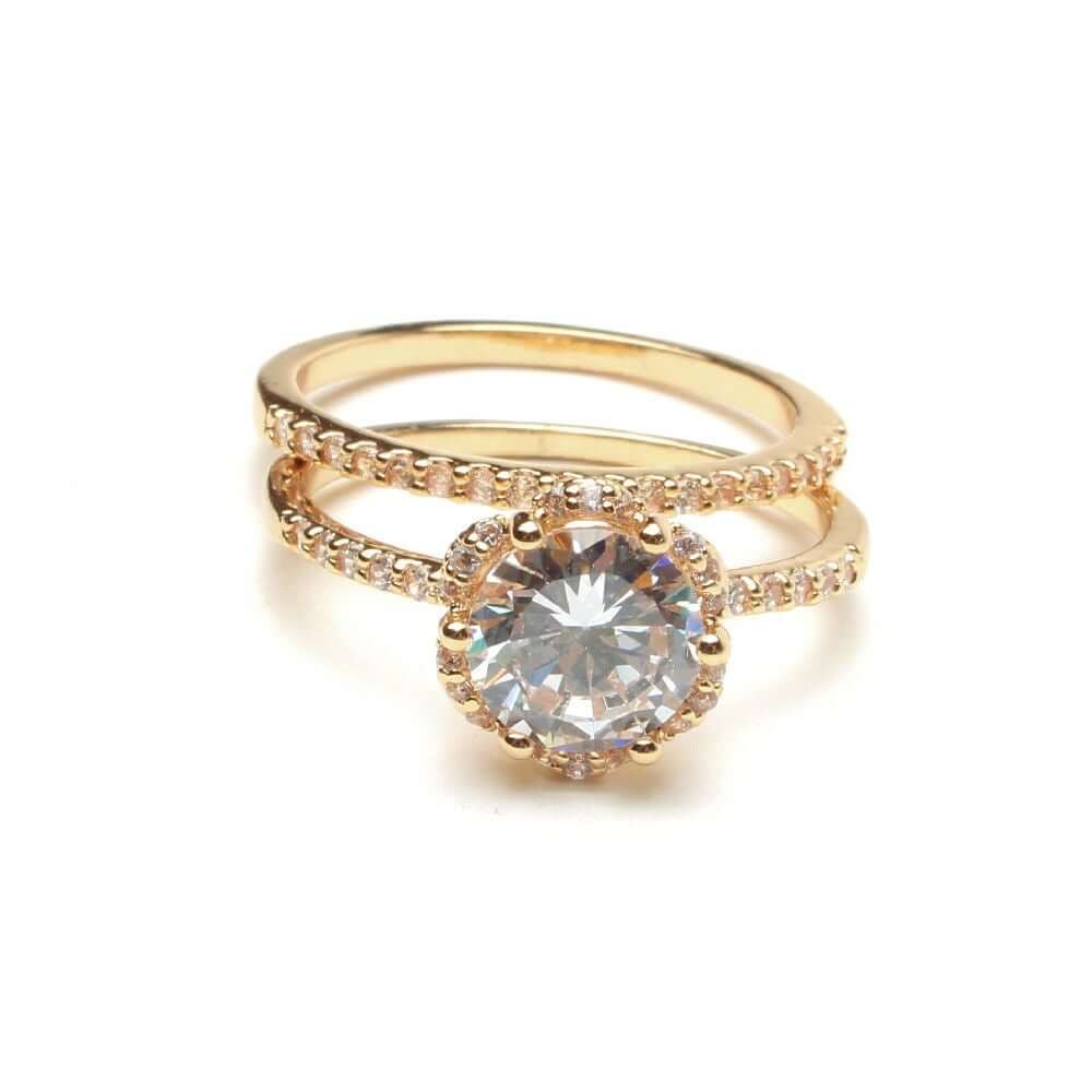 خاتمين توينز زركون سوليتير خواتم متوفر 1 لون