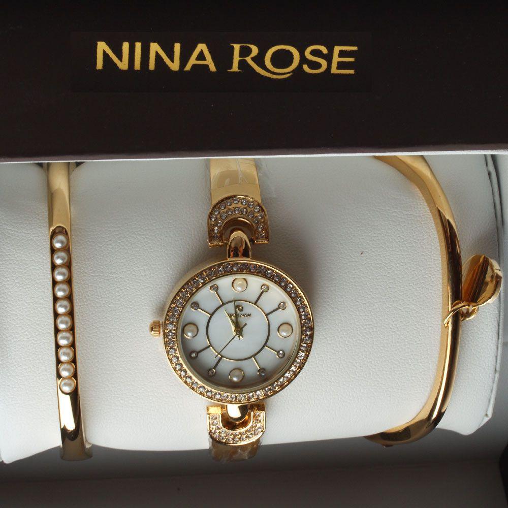 طقم ساعه NINA ROSE اطقم ساعات متوفر 3 لون