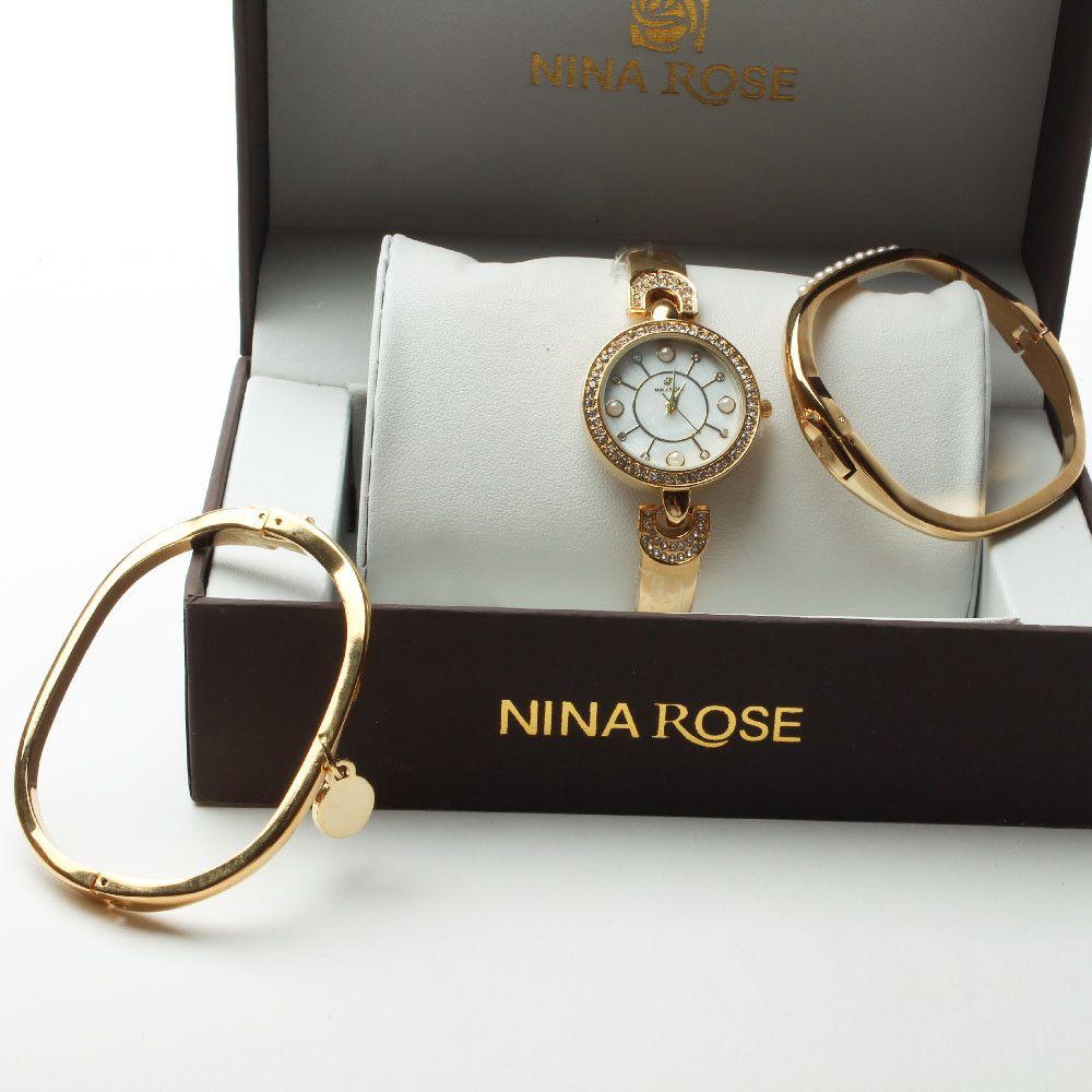 طقم ساعه NINA ROSE اطقم ساعات متوفر 3 لون