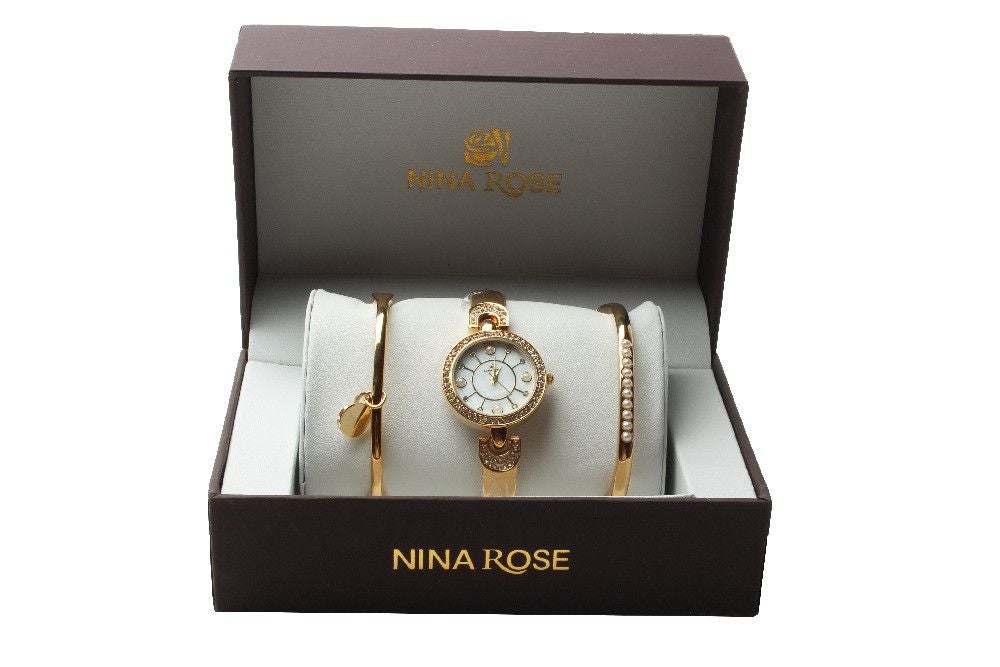 طقم ساعه NINA ROSE اطقم ساعات متوفر 3 لون
