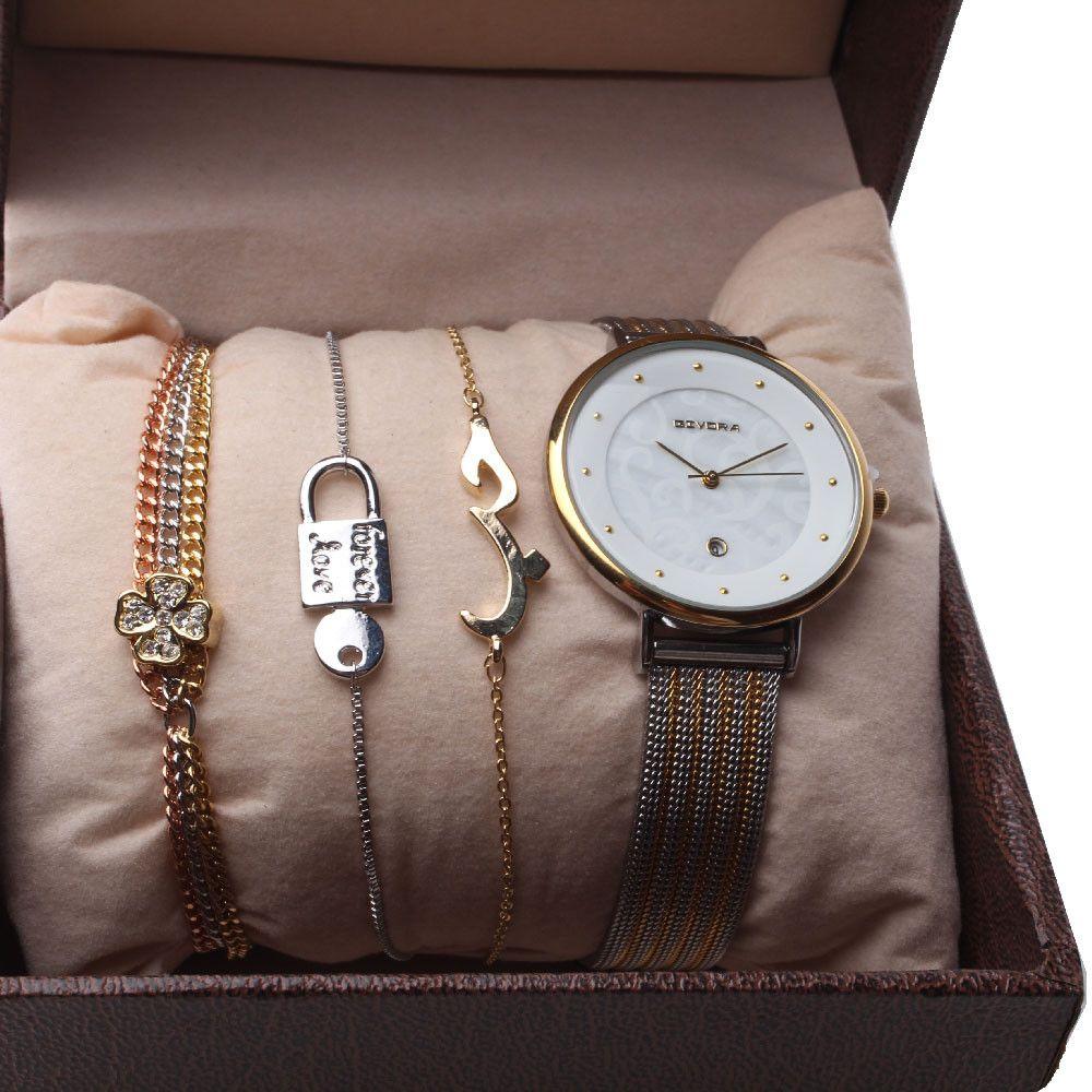 طقم ساعه قيڤورا اطقم ساعات متوفر 3 لون ذهبي فضي