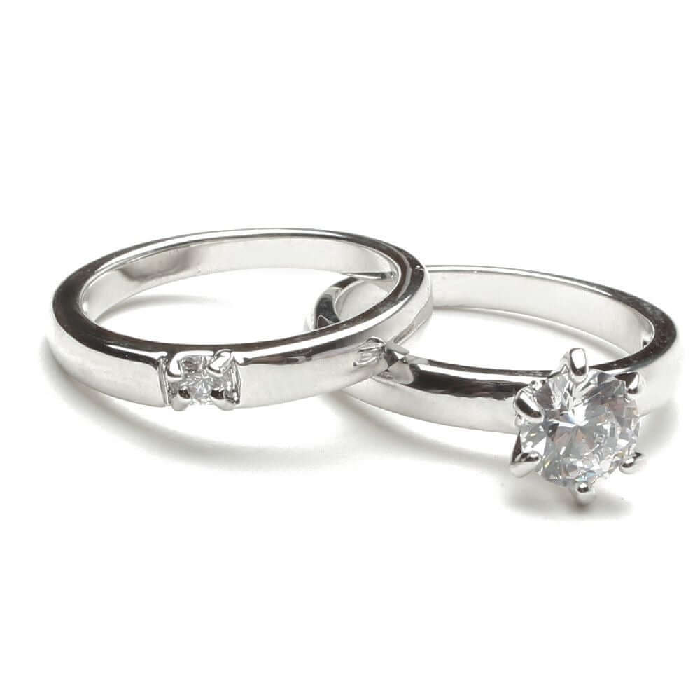 خاتمين توينز فص سوليتير خواتم متوفر 2 لون