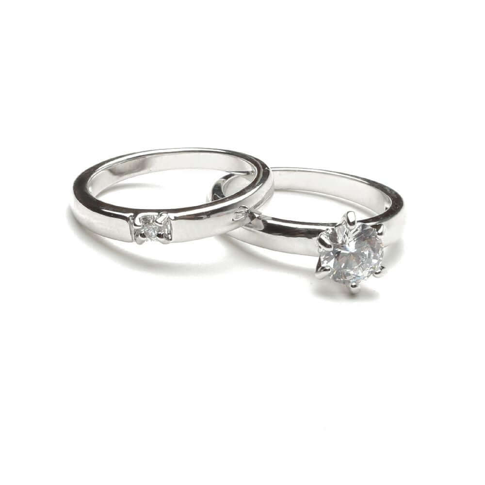 خاتمين توينز فص سوليتير خواتم متوفر 2 لون