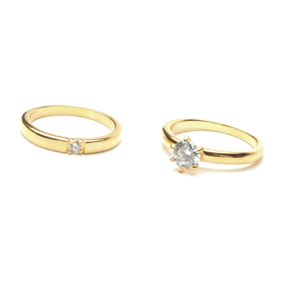 خاتمين توينز فص سوليتير خواتم متوفر 2 لون