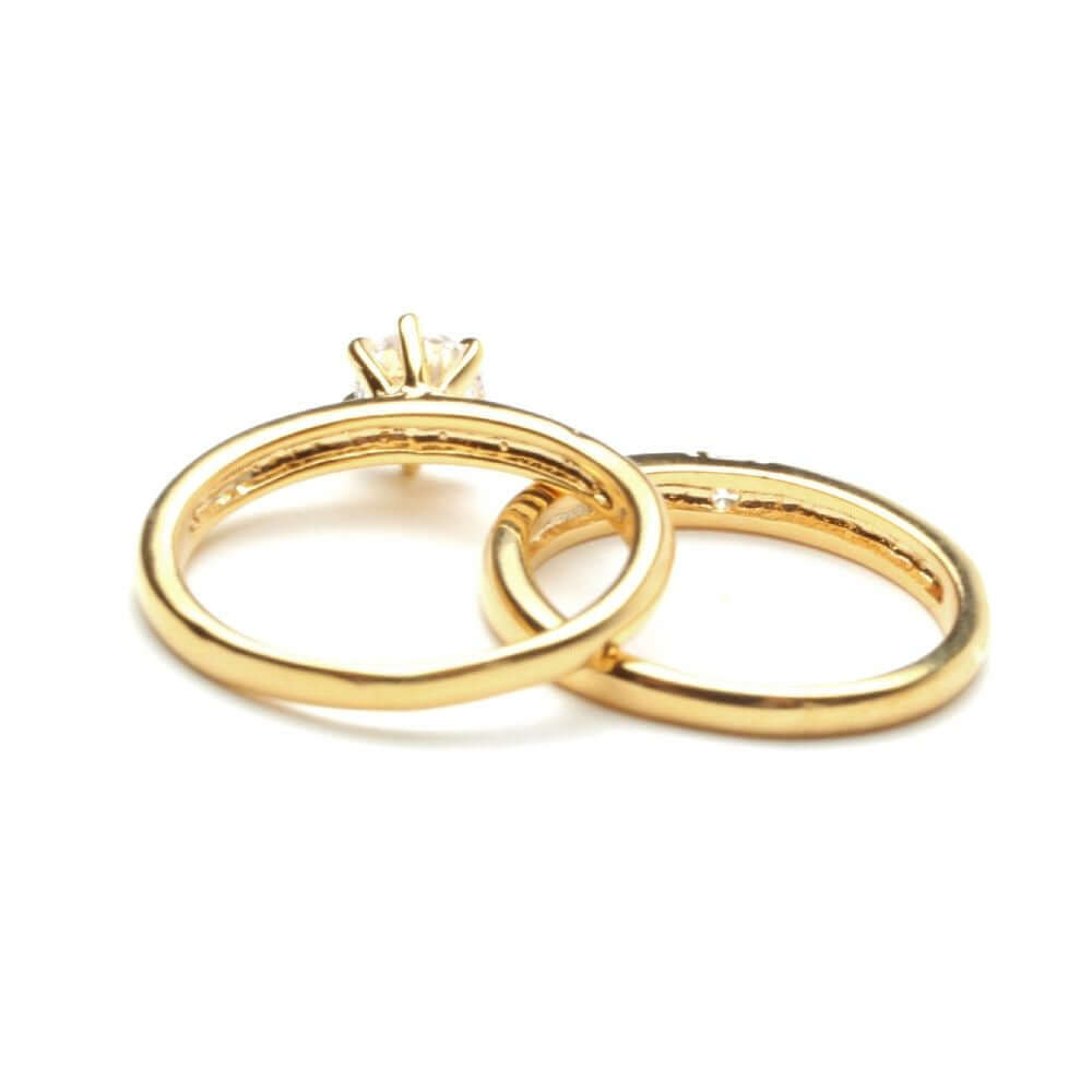 خاتمين توينز فص سوليتير خواتم متوفر 2 لون