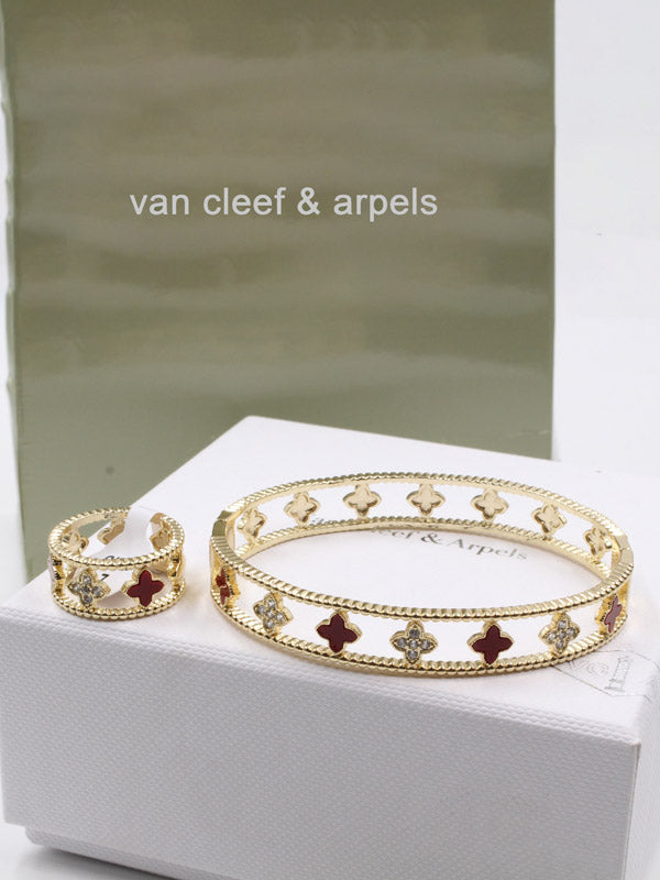 اسوارة وخاتم فان كليف اسواره van cleef عنابي 6