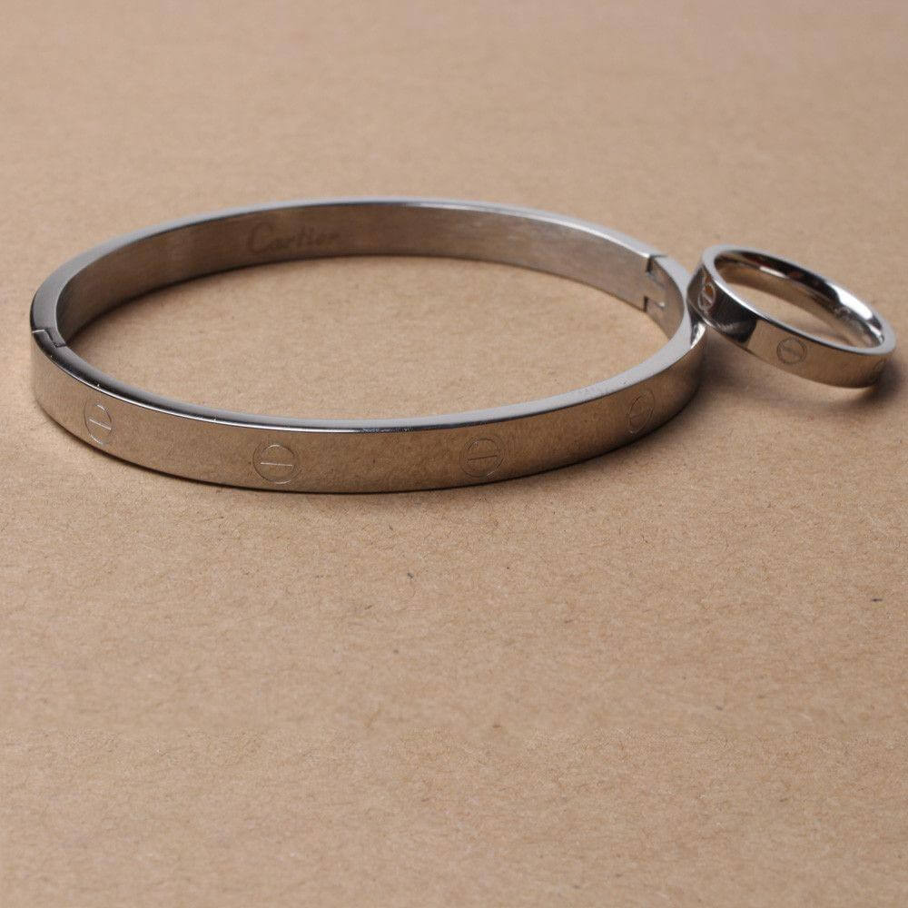 اسواره ماركة كارتير مع خاتم اسواره ماركه CARTIER فضي 5