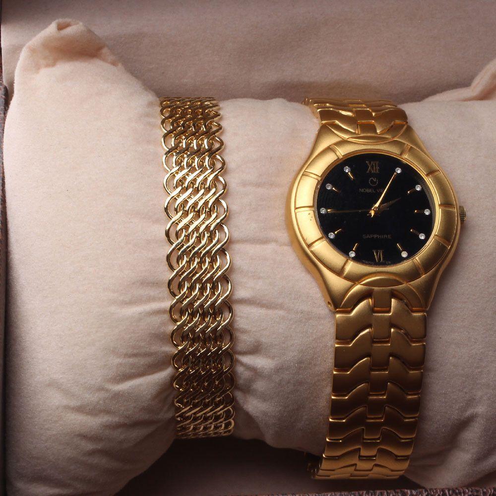 طقم ساعه NOBEL VIEW اطقم ساعات متوفر 2 لون ذهبي اسود
