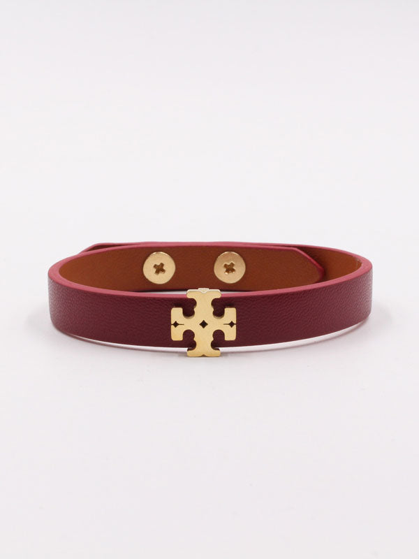اسوارة توري بورش جلد فلات لوقو اسواره tory burch عنابي