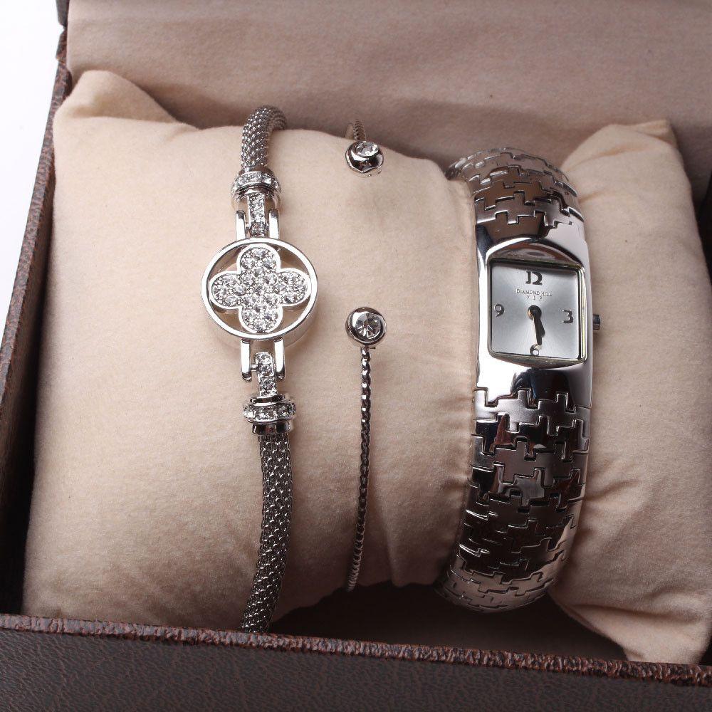 طقم ساعه DAIMOND HILL اطقم ساعات متوفر 1 لون فضي