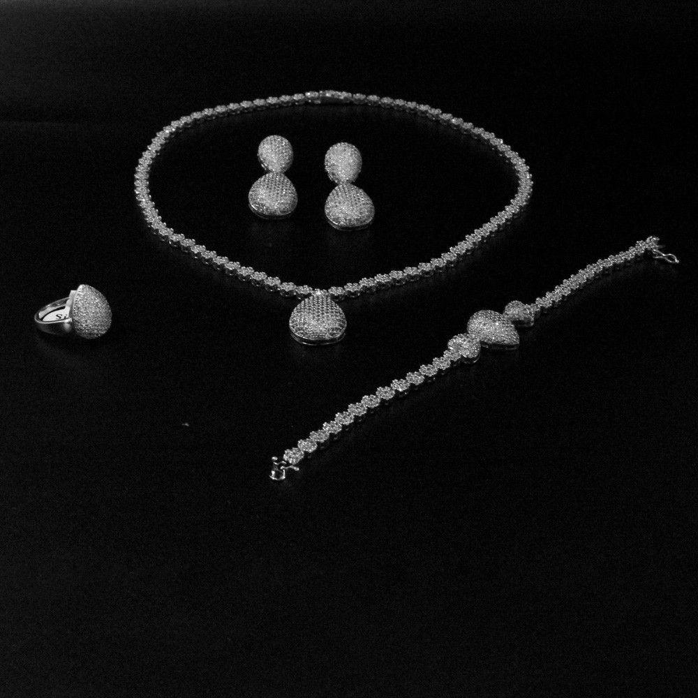 طقم سهره زركون كوري 4 قطع اطقم متوفر 2 لون فضي 8