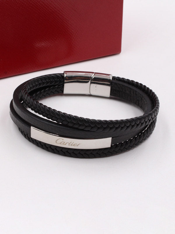 اساور كارتير جلد للجنسين اسود اسواره CARTIER