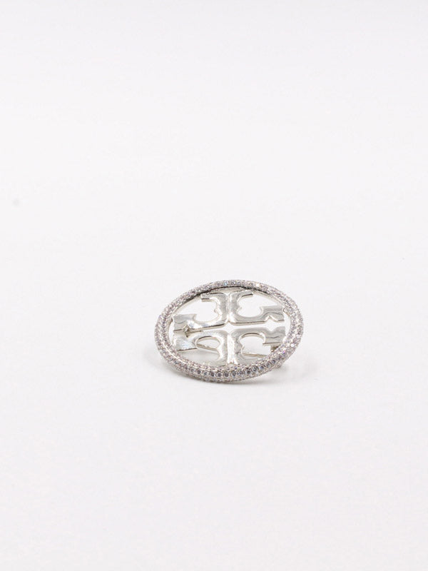 بروش توري بورش كريستال دائري بروش tory burch فضي