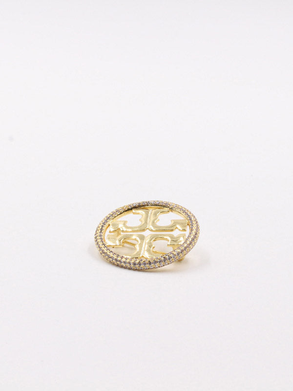 بروش توري بورش كريستال دائري بروش tory burch ذهبي