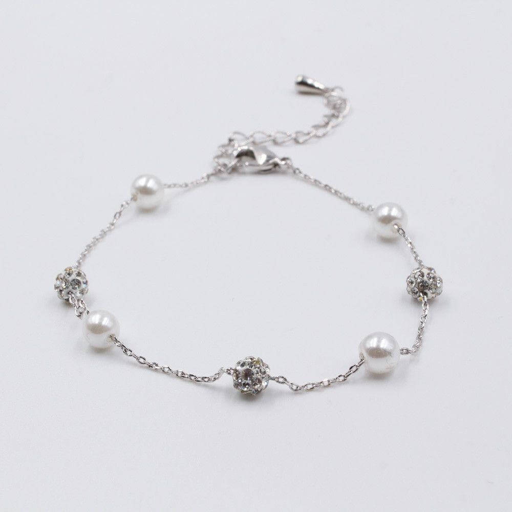 اسواره بولز لولو وكريستال اسواره متوفر 2 لون فضي