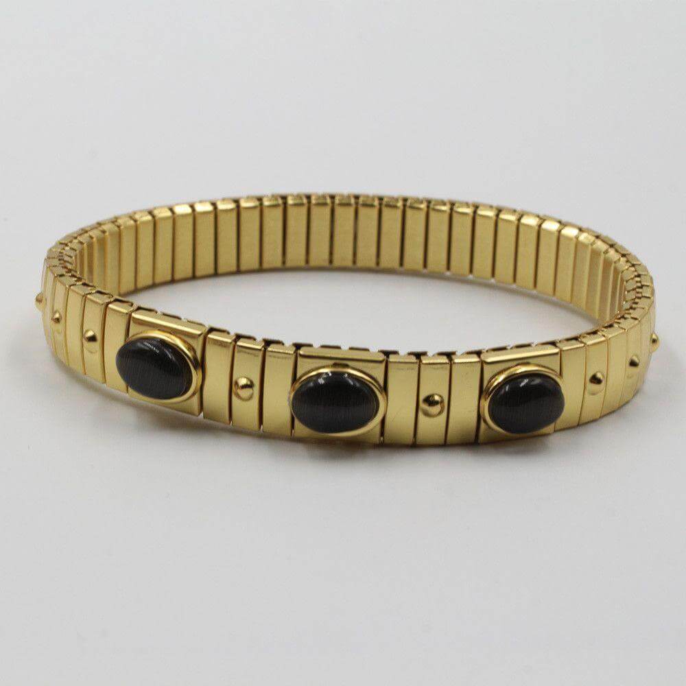 اسوارة نومنيشن اوفال ستانلس ستيل اسواره nomination اسود ذهبي