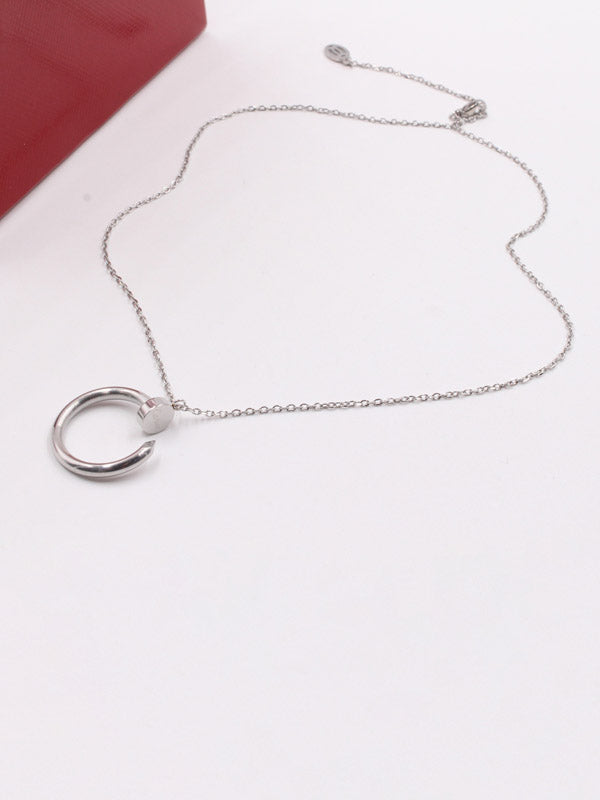 سلسال مسمار كارتير كبير ميتال لوقو سلسال CARTIER فضي