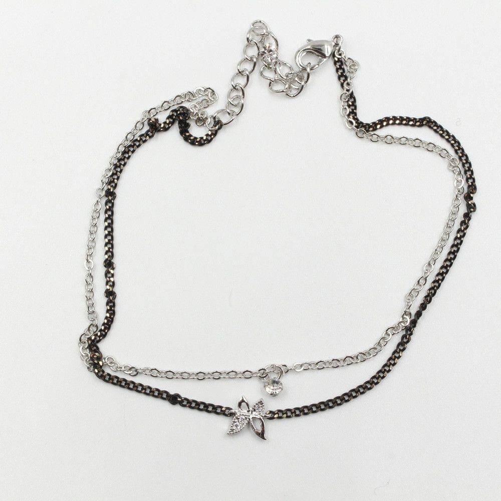 خلخال فراشه دورين انيق ناعم خلاخل متوفر 2 لون فضي