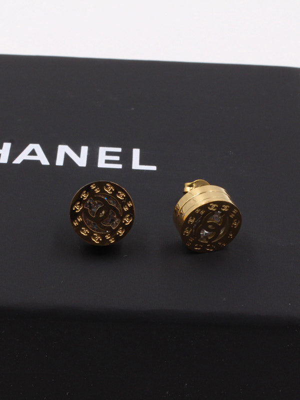 حلق شانيل مدور ناعم زركون حلق chanel