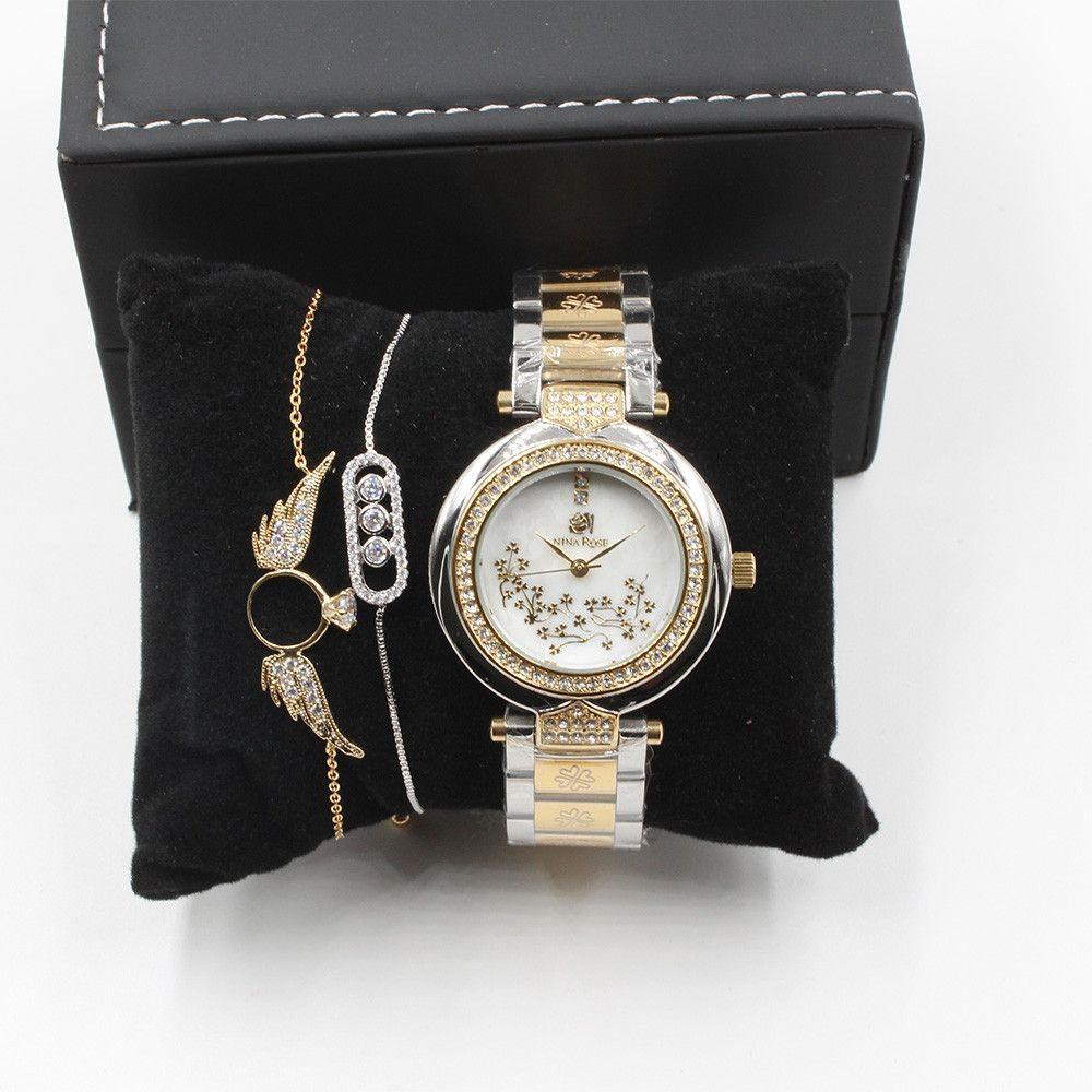 طقم ساعه ماركة نينا روز اطقم ساعات متوفر 1 لون ذهبي