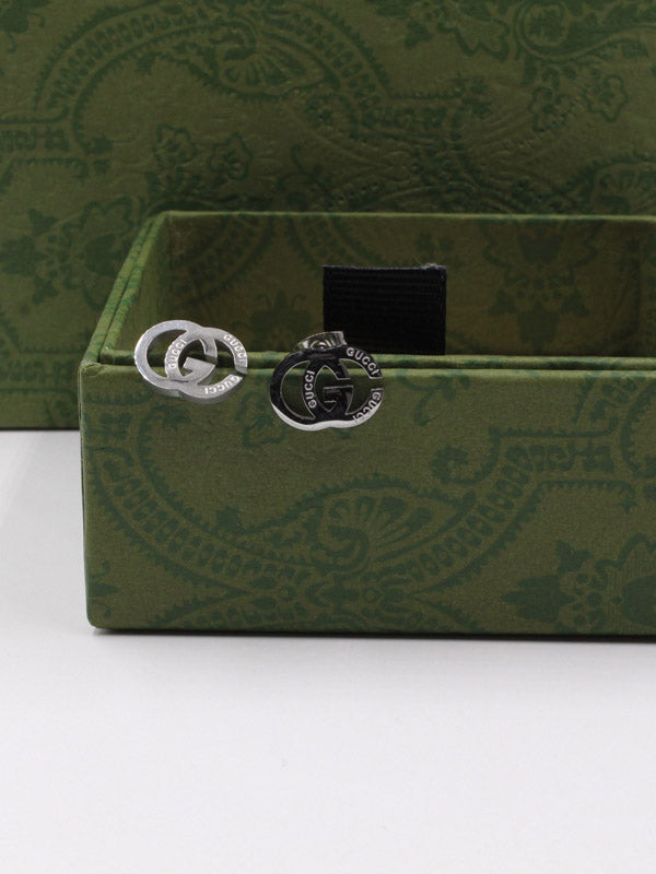 حلق قوتشي صغير لوقو حلق gucci فضي