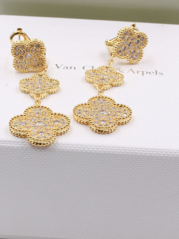 حلق فان كليف زركون طويل لوقو حلق van cleef