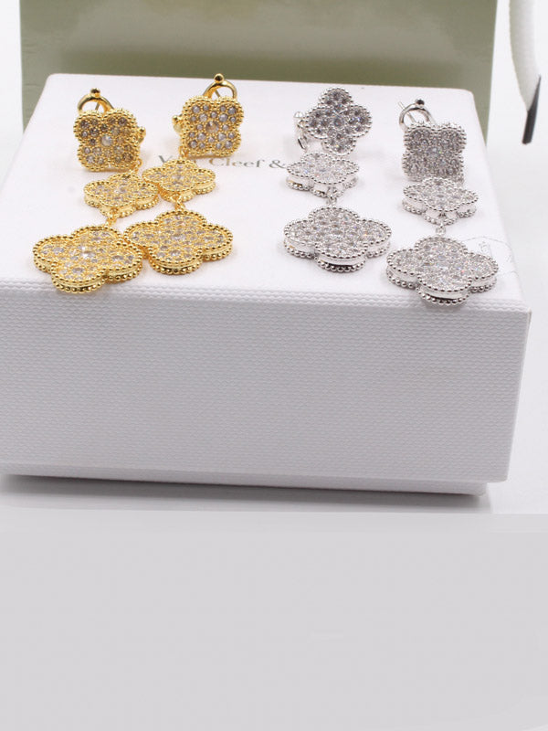 حلق فان كليف زركون طويل لوقو حلق van cleef