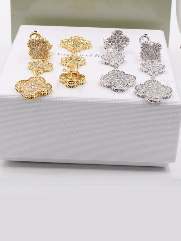 حلق فان كليف زركون طويل لوقو حلق van cleef
