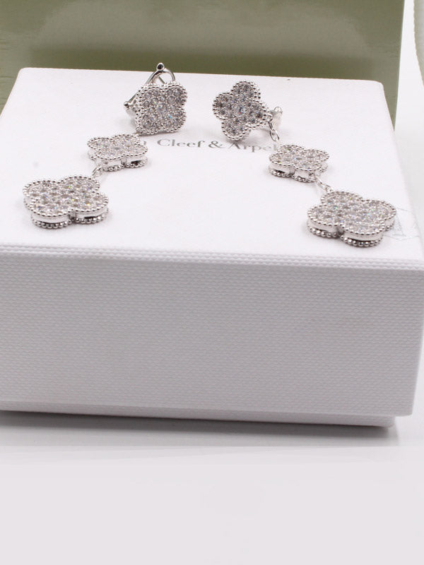 حلق فان كليف زركون طويل لوقو حلق van cleef