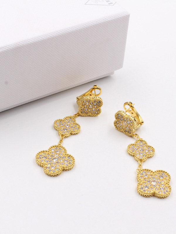 حلق فان كليف زركون طويل لوقو حلق van cleef