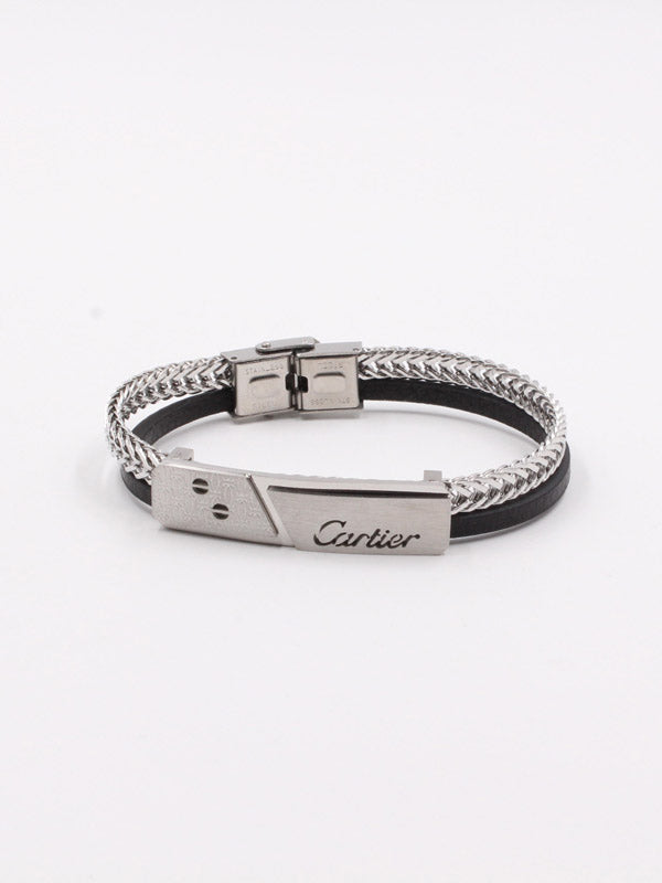 أسوارة كارتير رجالي جلد اسود شاين اند لذر اسواره CARTIER