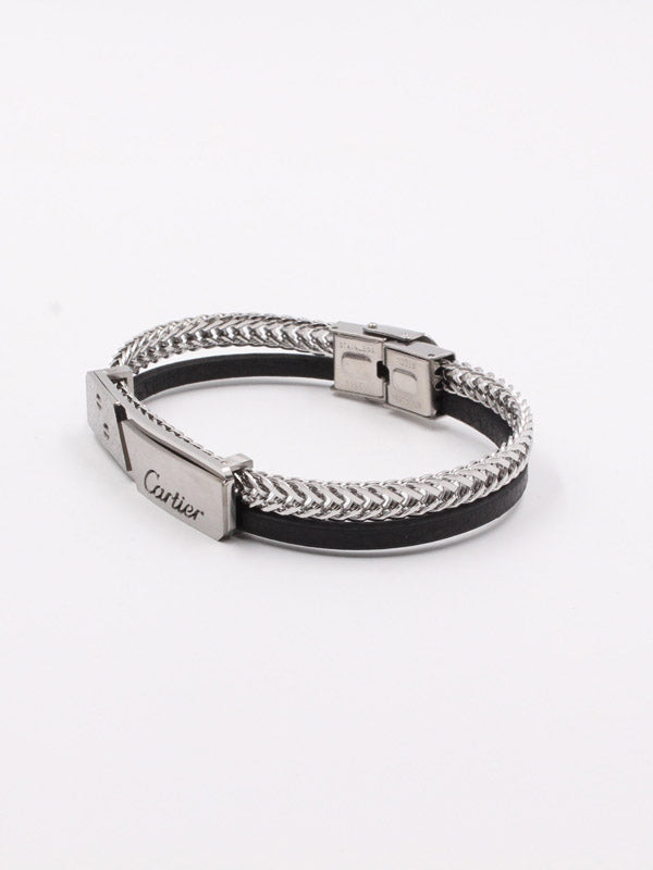 أسوارة كارتير رجالي جلد اسود شاين اند لذر اسواره CARTIER