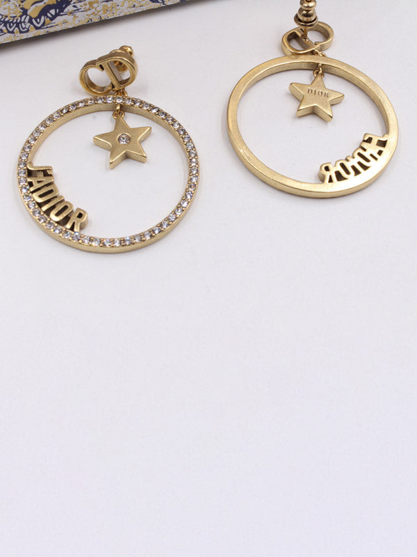 حلق ديور كبير انتيك برونز كريستال حلق dior